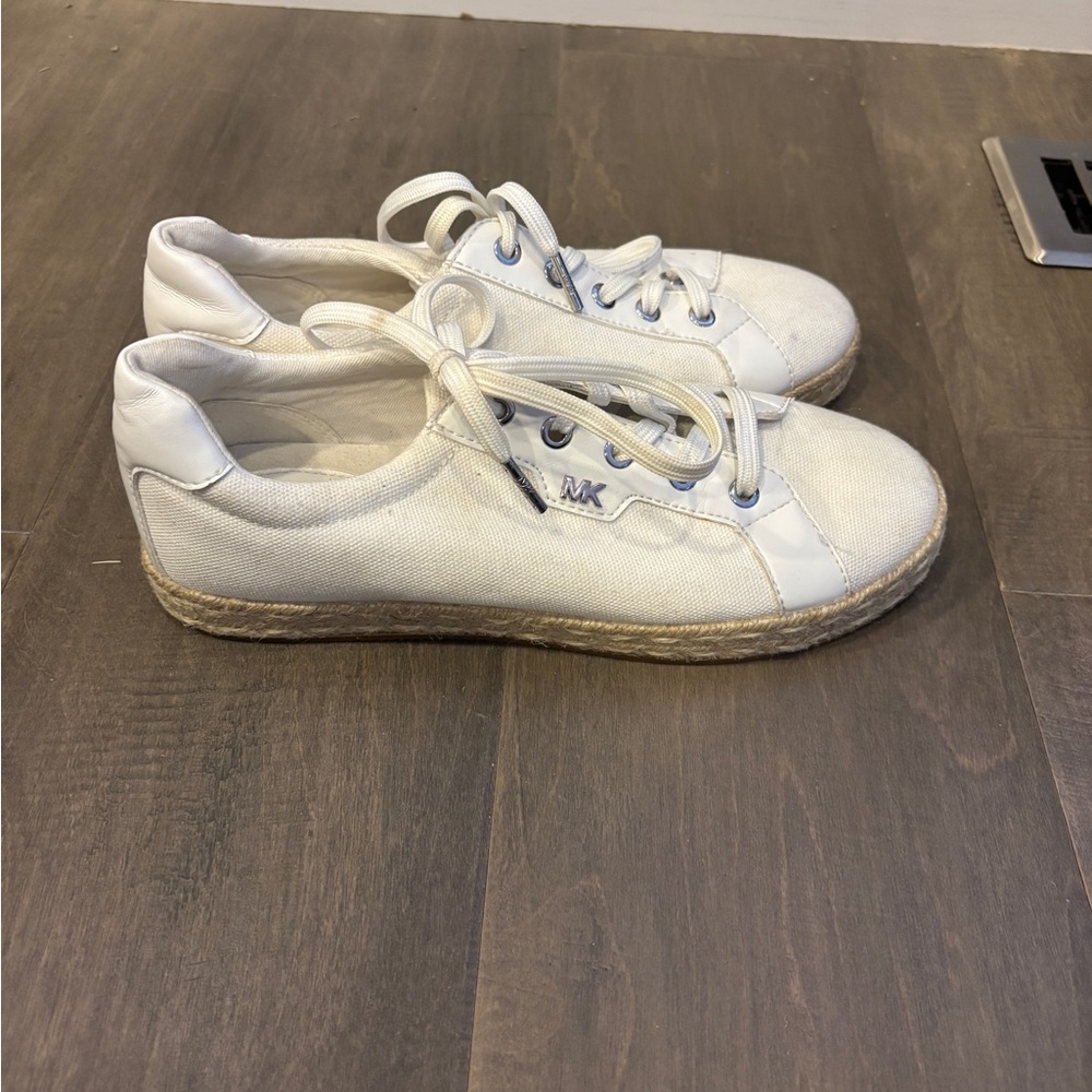 Michael Kors White Canvas Lace-Up Espadrille Sneakers